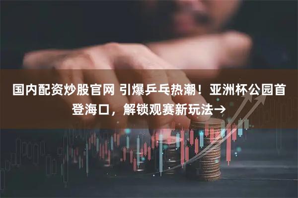 国内配资炒股官网 引爆乒乓热潮！亚洲杯公园首登海口，解锁观赛新玩法→